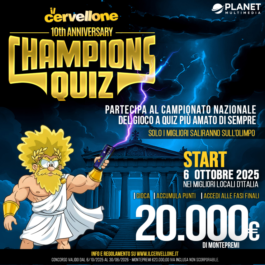 Champions Quiz de Il Cervellone: dal 6 ottobre al via la 10ª edizione del campionato nazionale